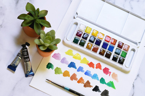 Daler-Rowney Aquafine Watercolor Paint Half Pan Travel Set-24/Pkg - 5A0029M1-1GCYS Daler-Rowney Aquafine Watercolor Paint Half Pan Travel Set-24/Pkg - 5A0029M1-1GCYS