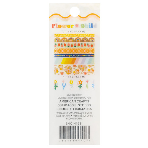3 Pack - Jen Hadfield Flower Child Washi Tape 8/Pkg-Die-Cut - JH014163