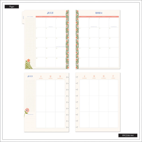 Happy Planner Classic 18-Month Planner-Folk Beauty; July '24 Dec '25 5A0020VP-1G3ND