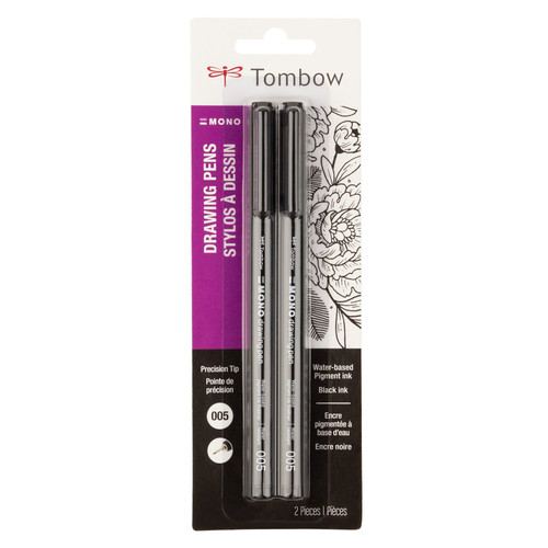 6 Pack - Tombow MONO Drawing Pens 0.5mm 2/Pkg-Black - 5A00232N-1G654 - 085014664066