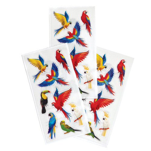 12 Pack Paper House Decorative Stickers-Tropical Birds ST2364E