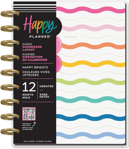 Happy Planner 12-Month Undated Classic Planner-Happy Brights 5A0020WP-1G3NX - 673807685604