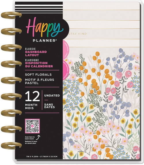 Happy Planner 12-Month Undated Classic Planner-Soft Florals 5A0020WR-1G3NZ - 673807685611