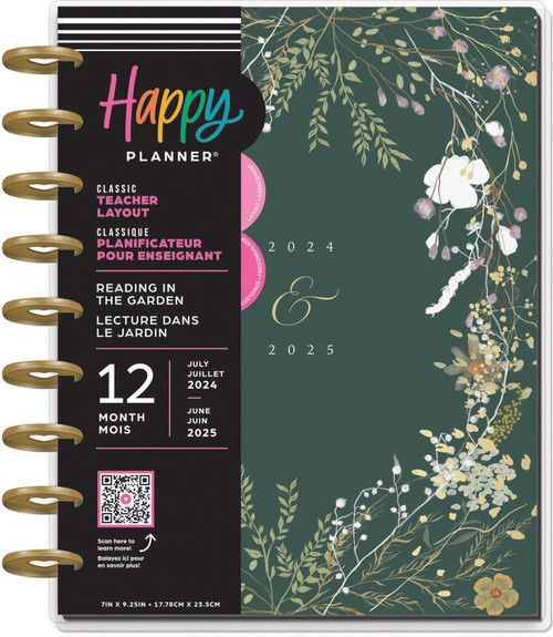 Happy Planner Classic Teacher 12-Month Planner-Reading In The Garden; July '24-June '25 5A0025YV-1G8PZ - 673807688964