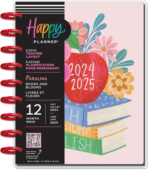 Happy Planner Classic Teacher 12-Month Planner-Books & Blooms; July '24 June '25 5A0025ZW-1G8QH - 673807687530