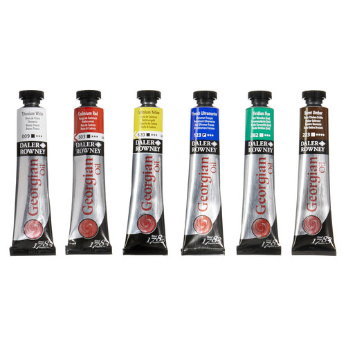 Daler-Rowney Georgian Oil Paint Starter Set 6/Pkg-Assorted Colors - 5A0029LT-1GCZ1