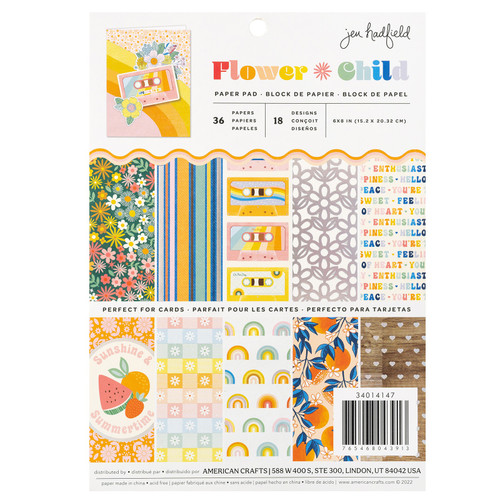 3 Pack - American Crafts Single-Sided Paper Pad 6"X8" 36/Pkg-Jen Hadfield Flower Child - JH014147 - 765468043913 3 Pack - American Crafts Single-Sided Paper Pad 6"X8" 36/Pkg-Jen Hadfield Flower Child - JH014147 - 765468043913