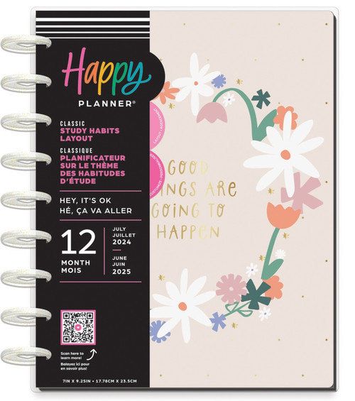 Happy Planner Classic Student 12-Month Planner-Hey It's Ok; July '24 June '25 5A0025YC-1G8QP - 673807688995