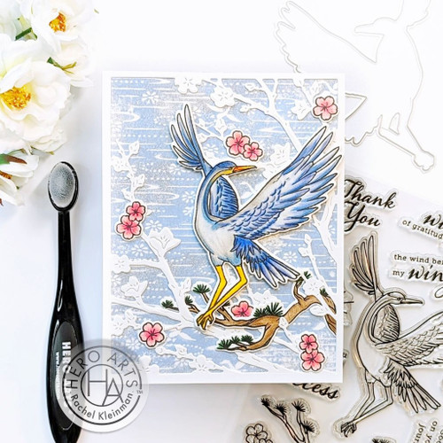 Hero Arts Clear Stamp & Die Combo-Crane Wishes - 5A0022BV-1G512 Hero Arts Clear Stamp & Die Combo-Crane Wishes - 5A0022BV-1G512
