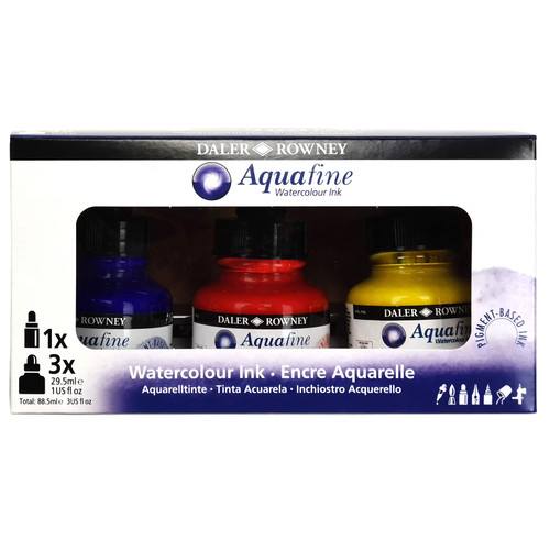 Daler-Rowney FW Acrylic Ink Starter Set 3/Pkg-Assorted Colors - 5A0029MC-1GCY6 - 5011386127507