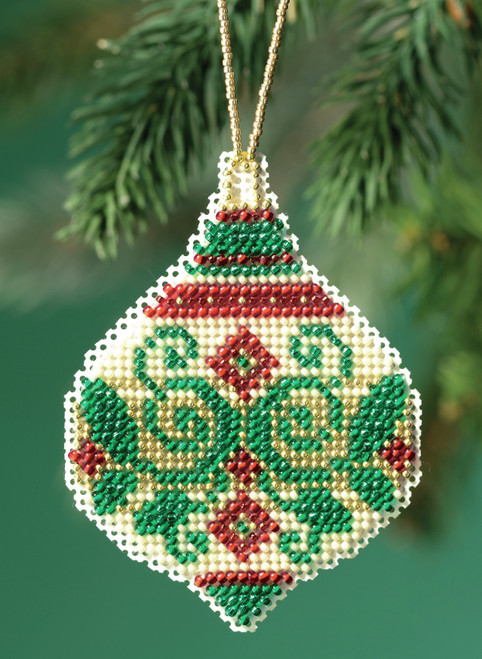 3 Pack - Mill Hill Counted Cross Stitch Ornament Kit 2.5"X3.5"-Emerald Flourish (14 Count) - MH211911 - 098063115236 3 Pack - Mill Hill Counted Cross Stitch Ornament Kit 2.5"X3.5"-Emerald Flourish (14 Count) - MH211911 - 098063115236