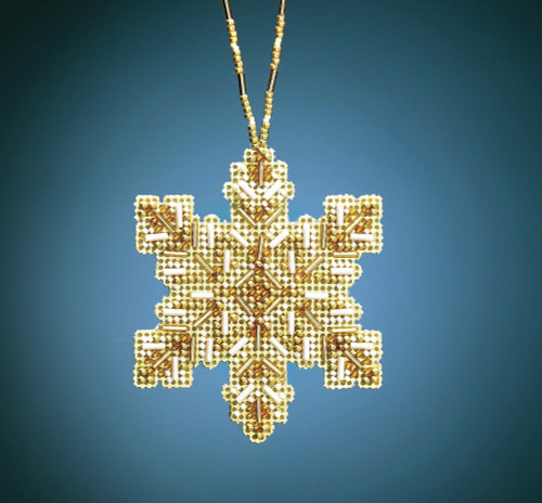 3 Pack Mill Hill Counted Cross Stitch Ornament Kit 2.75"X3.25"-Golden Snowflake (14 Count) MH212012 - 098063115304
