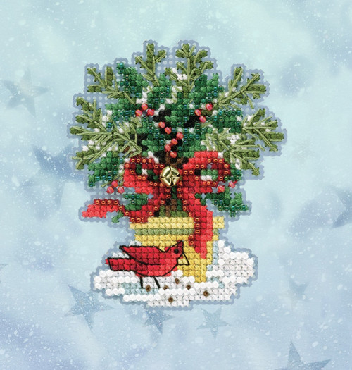 3 Pack Mill Hill Counted Cross Stitch Kit 2.5"X3"-Evergreen Topiary (14 Count) MH182035 - 098063116226