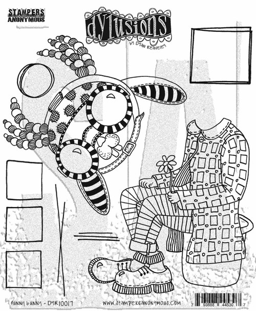 Dyan Reaveley's Dylusions Cling Stamp Collections 8.5"X7"-Funny Bunny - DYRC-1GDGN - 793888445307