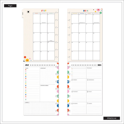 Happy Planner Mini 12-Month Planner-Bright Pops; July '24 June '25 5A0020WW-1G3P5