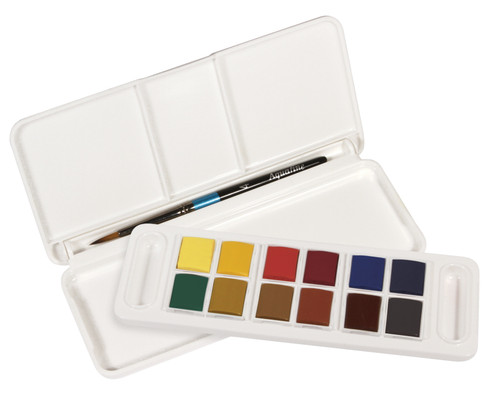 Daler-Rowney Aquafine Watercolor Paint Half Pan Travel Set-12/Pkg - 5A0029M7-1GCY5