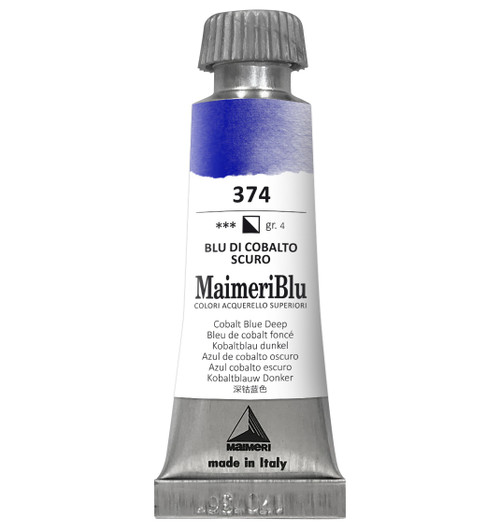 MaimeriBlu Superior Watercolor Paint 12ml-Cobalt Blue Deep - 5A0029RT-1GD3N - 8032810007216