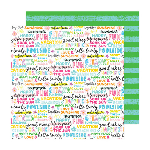 25 Pack Pebbles Fun In The Sun Double-Sided Cardstock 12"X12"-Getaway PBFS12-30644 - 765468084695