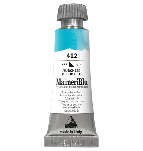 MaimeriBlu Superior Watercolor Paint 12ml-Turquoise Cobalt - 5A0029RT-1GD5N - 8032810007353