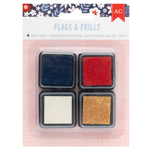 3 Pack - American Crafts Flags And Frills Ink Pads-4/Pkg - 34030323 - 765468075037