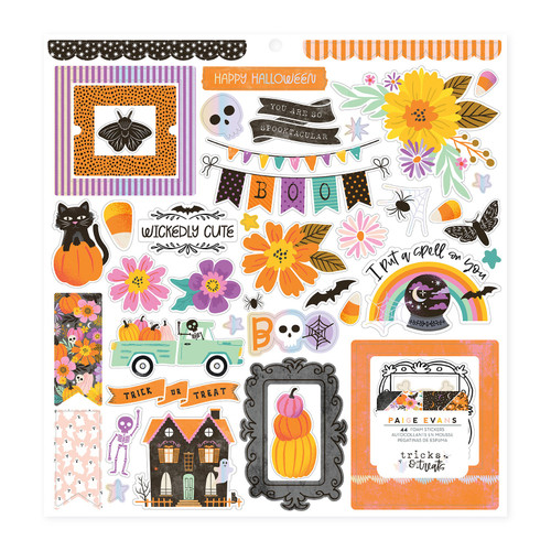 3 Pack Paige Evans Tricks & Treats Foam Sticker Sheet 12"X12"-60 Pieces 5A0027C4-1G9MY - 718813158756