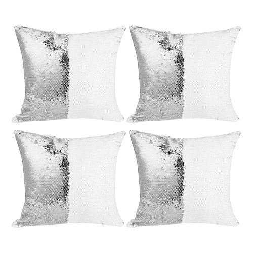 Craft Express Flip Sequin Sublimation Pillow Covers 4/Pkg-White/Silver - 5A0026WZ-1G964 - 655471044840