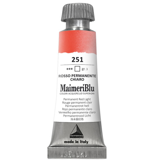 MaimeriBlu Superior Watercolor Paint 12ml-Permanent Red Light - 5A0029RS-1GD3Q - 8032810006714
