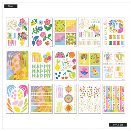 Happy Planner Large Sticker Value Pack 15/Sheets-Sunny Risograph VPL15031