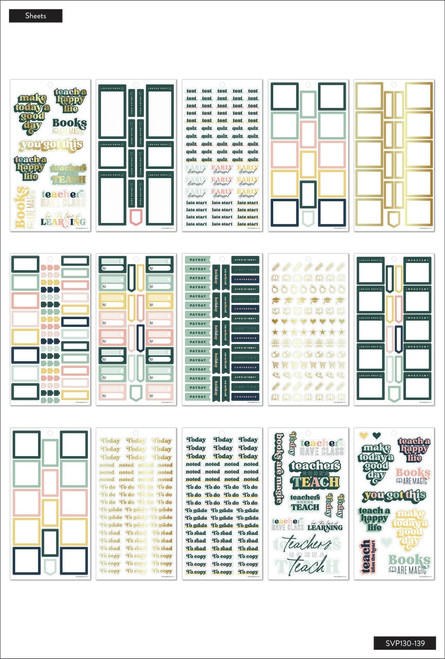 Happy Planner Sticker Value Pack 30/Sheets-Mint To Teach VP130139