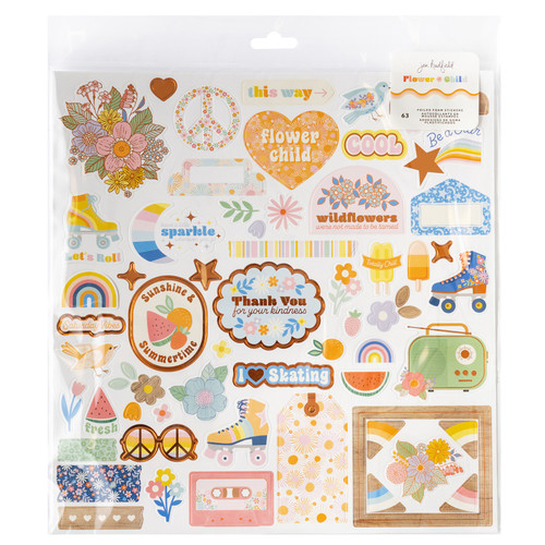 3 Pack - Jen Hadfield Flower Child Foam Sticker Sheet 12"X12" 63/Pkg-W/Silver Holographic Foil - JH014149 - 765468043937 3 Pack - Jen Hadfield Flower Child Foam Sticker Sheet 12"X12" 63/Pkg-W/Silver Holographic Foil - JH014149 - 765468043937