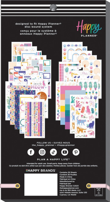 Happy Planner Sticker Value Pack 30/Sheets-Whimsical Whiskers; 1109 Pieces 5A00212Q-1G3ZL