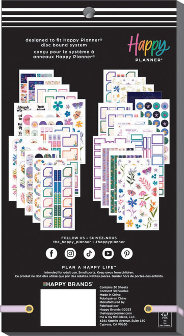 Happy Planner Sticker Value Pack 30/Sheets-Midnight Botanical; 836 Pieces 5A00213Z-1G3ZZ