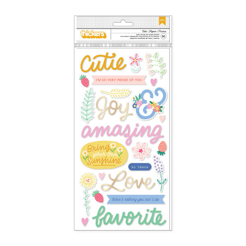 3 Pack American Crafts Hello Little Girl Thickers Stickers 50/Pkg-Phrase, Gold Foil 34025801 - 765468076232