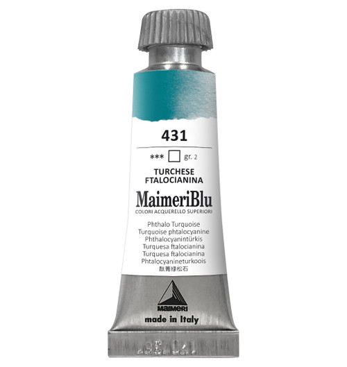 MaimeriBlu Superior Watercolor Paint 12ml-Phthalo Turquoise 5A0029RM-1GD4T - 8032810007414