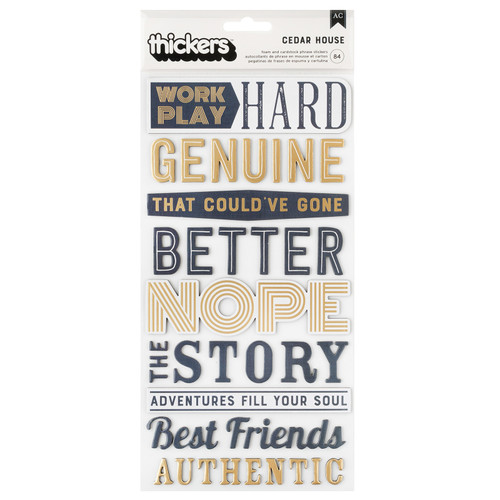 3 Pack - American Crafts Cedar House Thickers Stickers 84/Pkg-Phrase, Gold Foil Foam - 34030340 - 765468083384