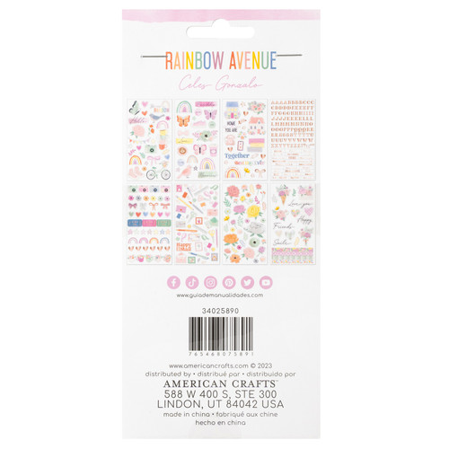 3 Pack American Crafts Rainbow Avenue Sticker Book-Rose Gold Foil 34025890