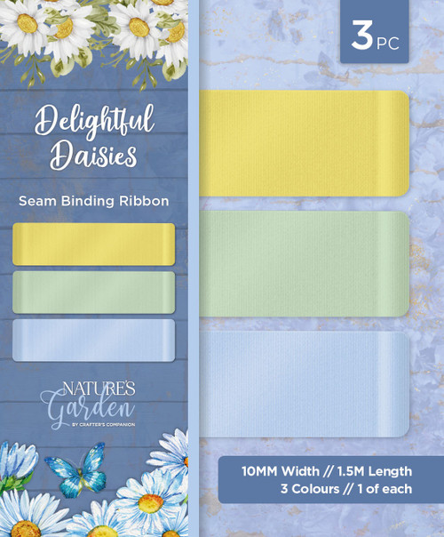 3 Pack - Nature's Garden Seam Binding Ribbon 3/Pkg-Delightful Daisies - DDSBRIB - 195094082275