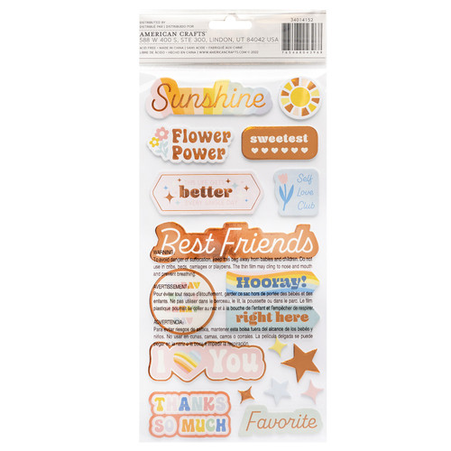 3 Pack - Jen Hadfield Flower Child Thickers Stickers 47/Pkg-Phrase W/Silver Holographic Foil - JH014152 3 Pack - Jen Hadfield Flower Child Thickers Stickers 47/Pkg-Phrase W/Silver Holographic Foil - JH014152