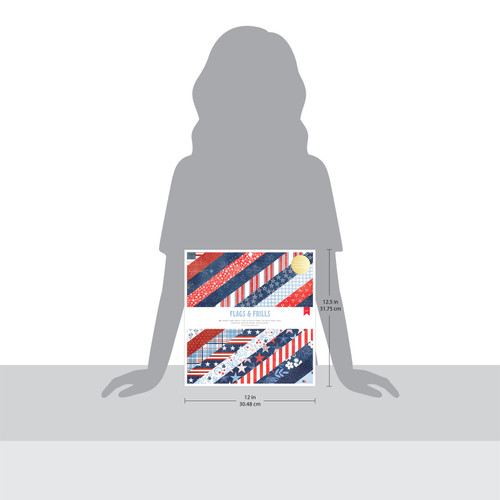 American Crafts Double-Sided Paper Pad 12"x12" 24/Pkg-Gold Foil, Flags And Frills - 34030311 American Crafts Double-Sided Paper Pad 12"x12" 24/Pkg-Gold Foil, Flags And Frills - 34030311