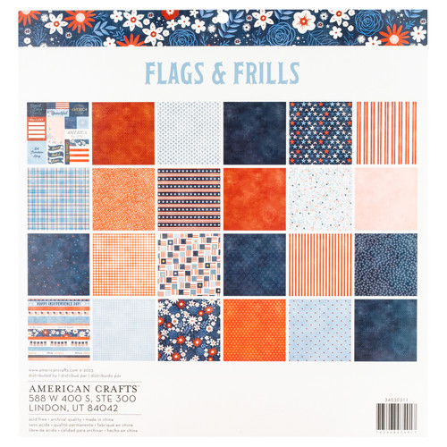 American Crafts Double-Sided Paper Pad 12"x12" 24/Pkg-Gold Foil, Flags And Frills - 34030311 American Crafts Double-Sided Paper Pad 12"x12" 24/Pkg-Gold Foil, Flags And Frills - 34030311