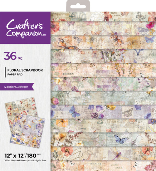 Crafter's Companion Paper Pad 12"X12"-Floral Scrapbook 5A0022VQ-1G5ZL - 195094117670