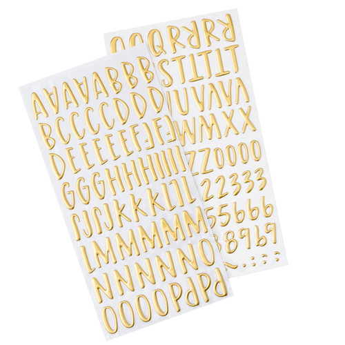 3 Pack - American Crafts Farmstead Harvest Thickers Stickers 148/Pkg-Alpha - Gold Foil Puffy - ACFH4874