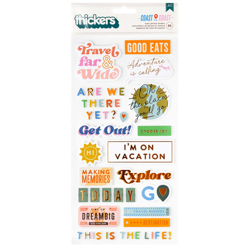 3 Pack - American Crafts Coast-to-Coast Thickers Stickers 89/Pkg-Phrase - 34025931 - 765468076614