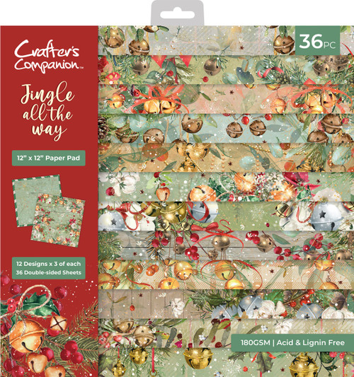 Crafter's Companion Paper Pad 12"X12"-Jingle All The Way 5A0025VC-1G8LZ - 195094126078