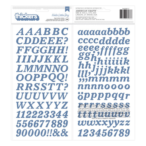 3 Pack - American Crafts Hello Little Boy Thickers Stickers 216/Pkg-Alpha - 34030017