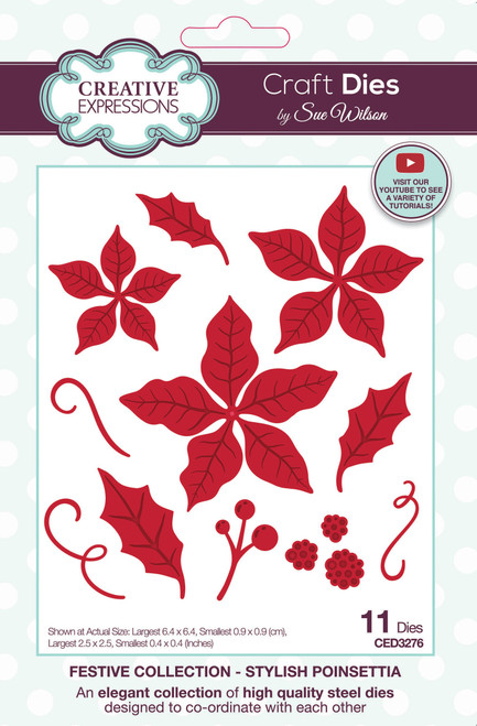 Creative Expressions Craft Dies By Sue Wilson-Festive Sylish Poinsettia 5A00283B-1GB5P - 5055305989272