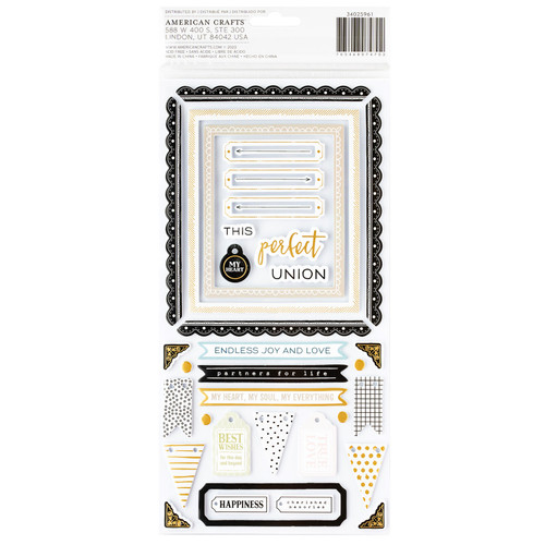 3 Pack - American Crafts A Perfect Match Thickers Stickers 91/Pkg-Phrase, Gold Foil - 34025961 3 Pack - American Crafts A Perfect Match Thickers Stickers 91/Pkg-Phrase, Gold Foil - 34025961