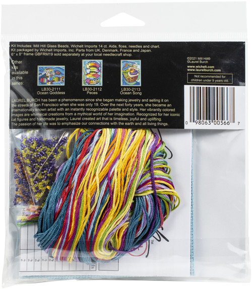 Mill Hill/Laurel Burch Counted Cross Stitch Kit 5"X7"-Sea Horses (14 Count) - LB302114