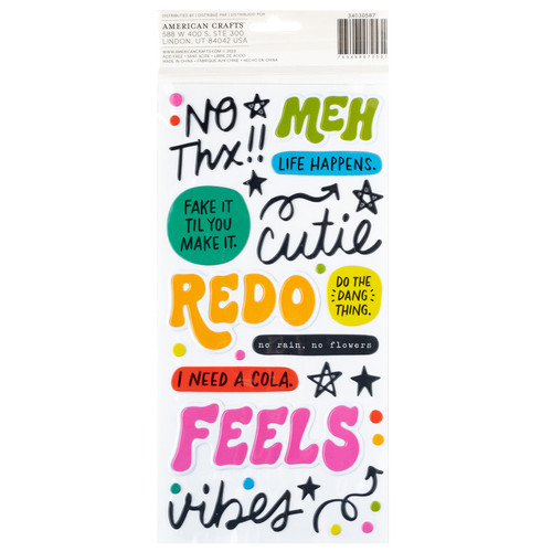 3 Pack - American Crafts Whatevs Thickers Stickers 74/Pkg-Phrase, Glossy Puffy - 34030587 3 Pack - American Crafts Whatevs Thickers Stickers 74/Pkg-Phrase, Glossy Puffy - 34030587
