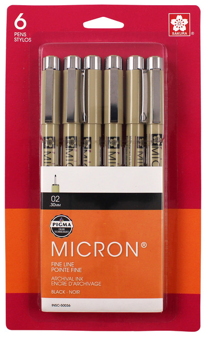Sakura Pigma Micron Pens 6pc Set (02)-Black - 50036 - 053482500360 Sakura Pigma Micron Pens 6pc Set (02)-Black - 50036 - 053482500360